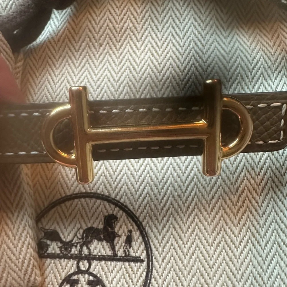 Hermes Women’s 13mm Reversible Leather Belt w/Gamma Buckle in Rose Gold